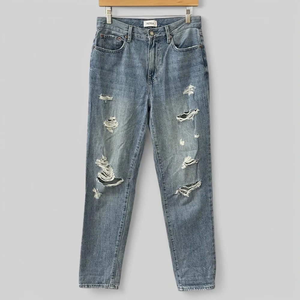 Pistols Jeans Womens 27 Blue Distressed Frayed Hem Pockets - Picture 1 of 10